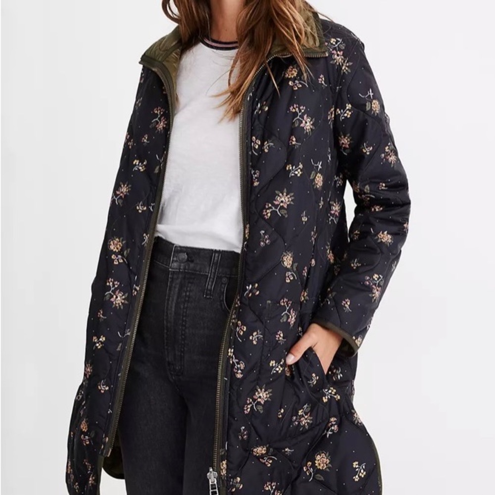 Madewell reversible quilted liner jacket Forest Floral NWT